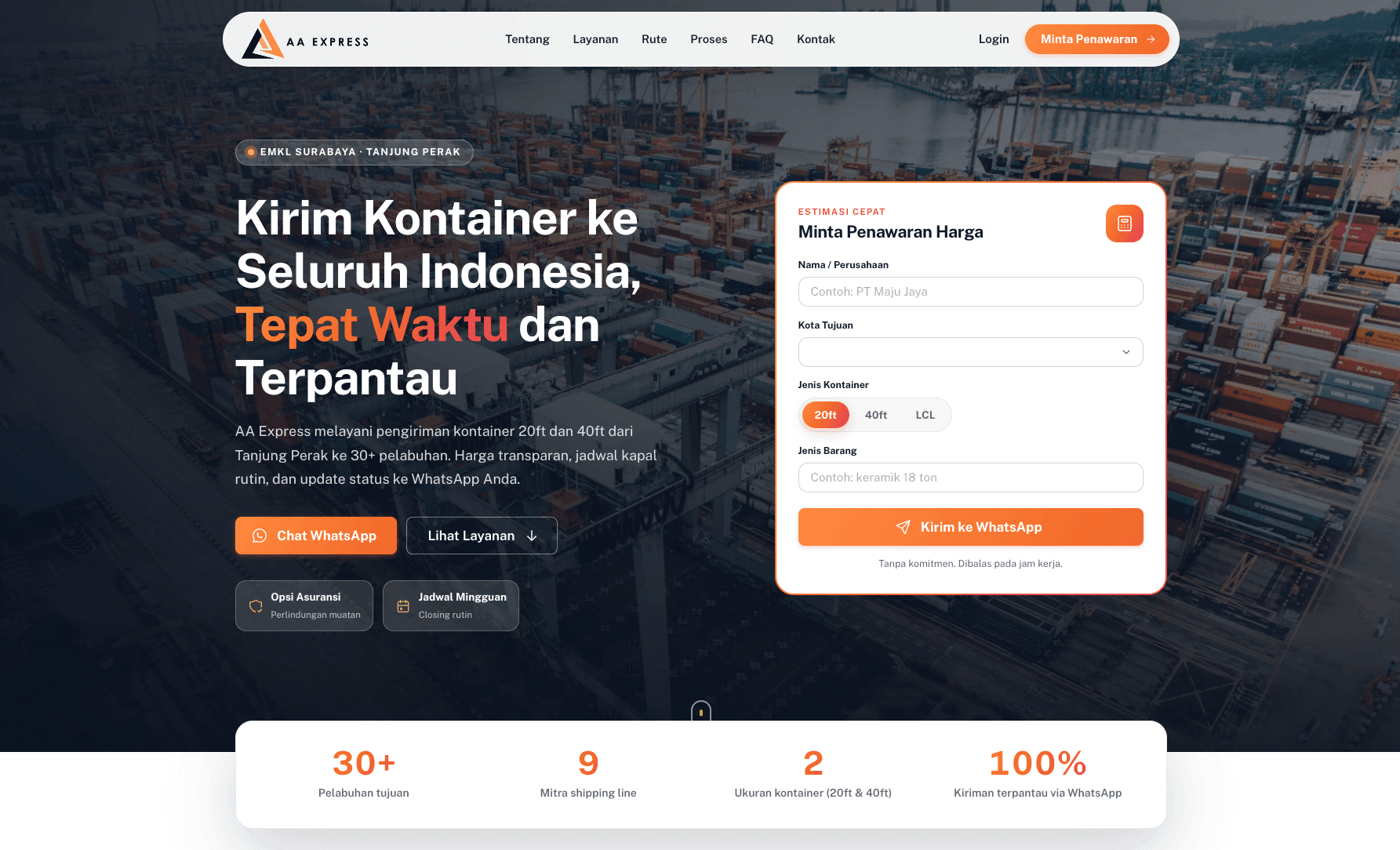 Tampilan Sistem Manajemen Pengiriman untuk AA Express
